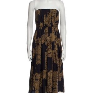 TIBI Elegant Black and Gold Strapless Dress